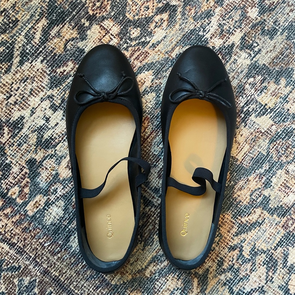 Quince Black Ballet Flats with Bow